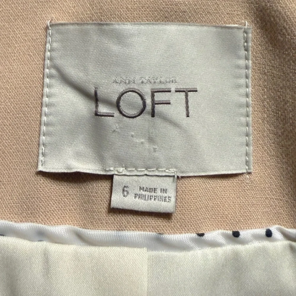 Ann Taylor Loft 6 Beige Open Front‎ Blazer Business Career Jacket Academia 92-50